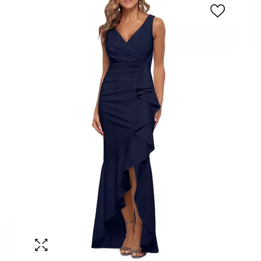 Betsy & Adam Ruffled High Low gown in size 12